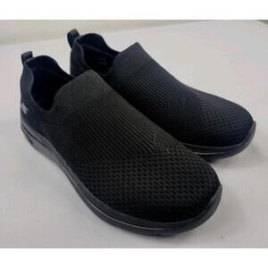 Skechers Womens 8W Black Memory Foam Stretch Fit Casual Loafer Slip On Shoes NEW